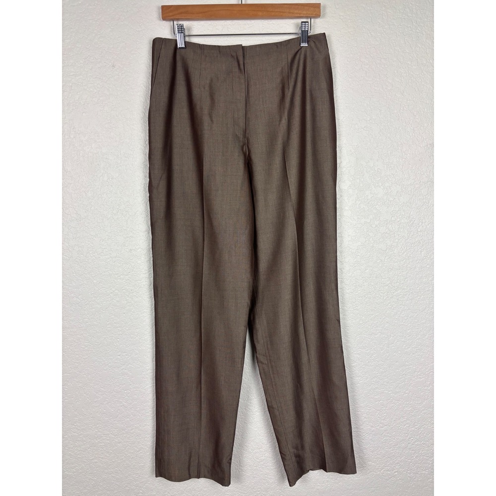 Kate Hill Womens Wool Mohair Straight Leg Dress‎ Pants Trousers Size 10 Brown